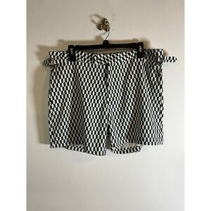 Raith Geometric Optical Print Shorts Black White Adjustable Waist Mesh Lined L